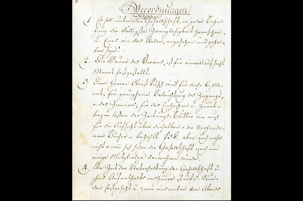 Reglementsauzug der «Gesellschaft zur Sonne» in Speicher, die erste, 1820 gegründete Lesegesellschaft © Staatsarchiv Appenzell Ausserrhoden