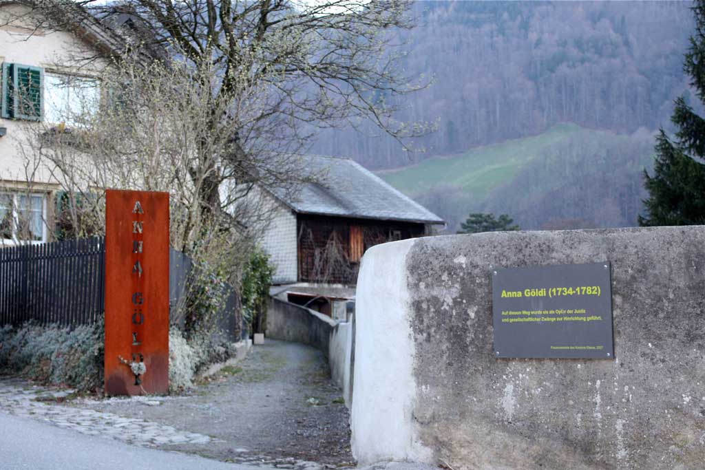Glarus has its own Göldi path, marking the route Anna Göldi took to her execution on 13 June 1782 © Heinrich Speich, 2011