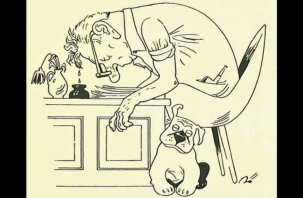 Bö at work (self-caricature by Carl Böckli) © Archiv Gemeinde Heiden