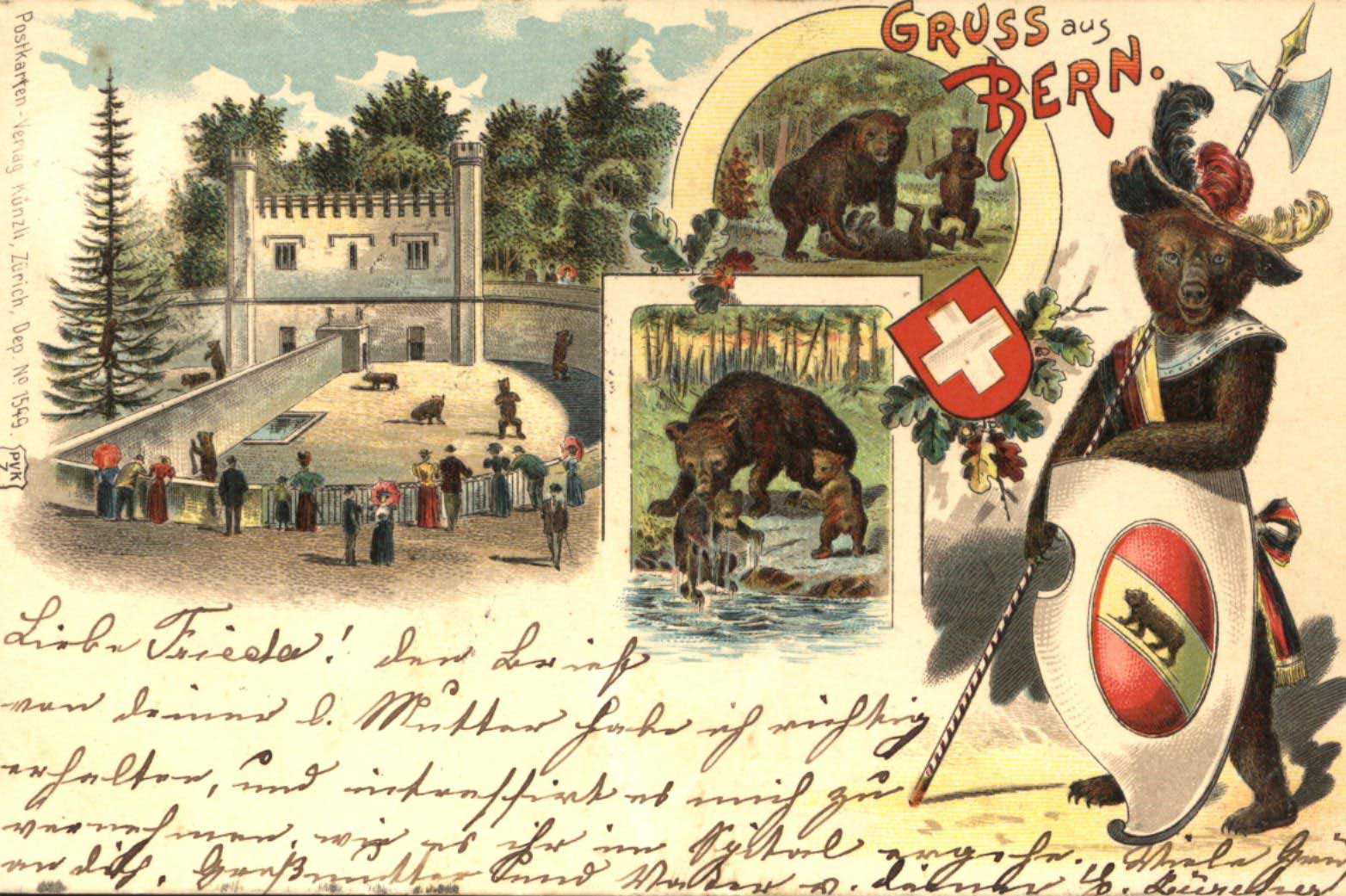 Postcard of the bear pit © Bernisches Historisches Museum
