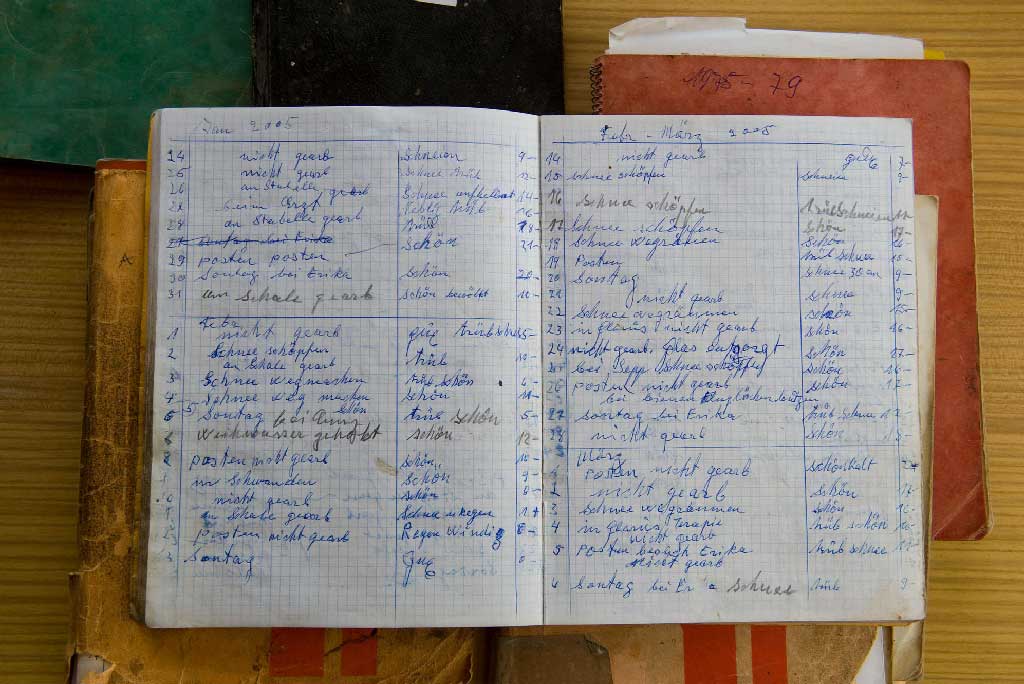 A handwritten 'weather book' of the kind frequently found in Central Swiss households, 2012 © Christof Hirtler, Altdorf