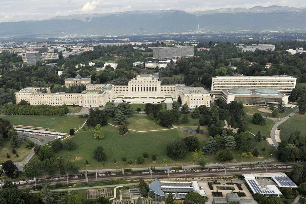 Aerial view of the United Nations building and the International Quarter, Geneva © United Nations, 2010