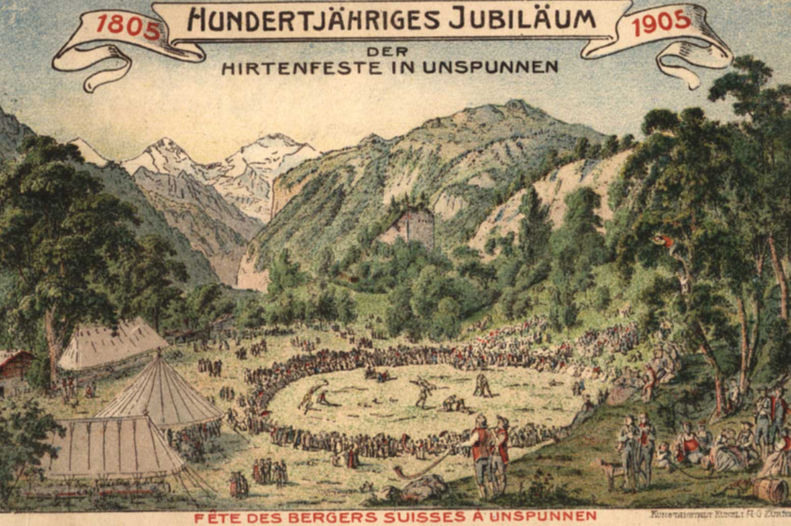 A postcard reproduced from an engraving by König, 1905 © Zur Verfügung gestellt von Christoph Wyss, Unterseen