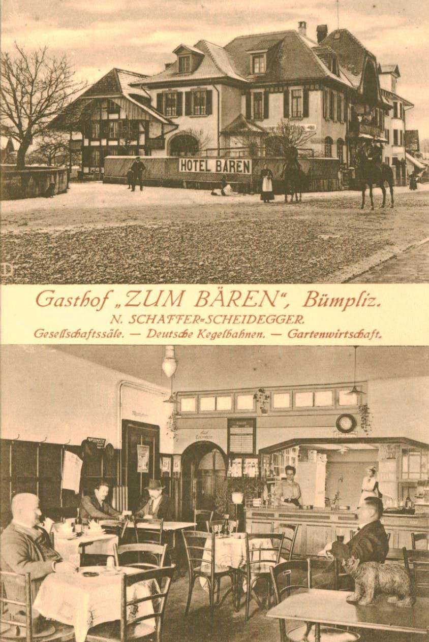 Carte postale de l’hôtel « Zum Bären », Bümpliz © Musée historique de Berne
