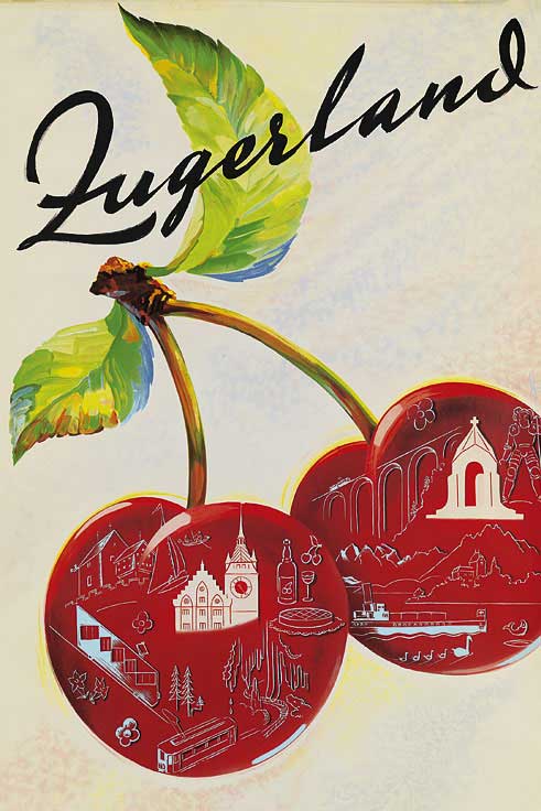 Martin Peikert, 1939 : affiche publicitaire pour l’association des transports de Zoug © Martin Peikert (Gestaltung)/IG Zuger Chriesi