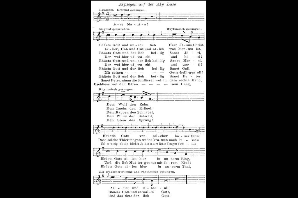 Prière de l’Alp Lasa (SG), transcription de Heinrich Szadrowsky © Heinrich Szadrowsky, 1864