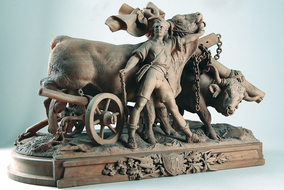 Johann Huggler (1834–1912) : groupe de Melchthal, 1898 (noyer, h 40 cm) © Berner Design Stiftung
