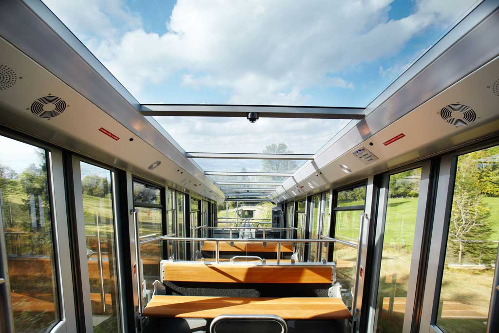 La cabine du Zugerberg-Bahn, 2009 : tout pour le panorama © Sylvan Müller, Luzern/Zugerbergbahn AG, Zug