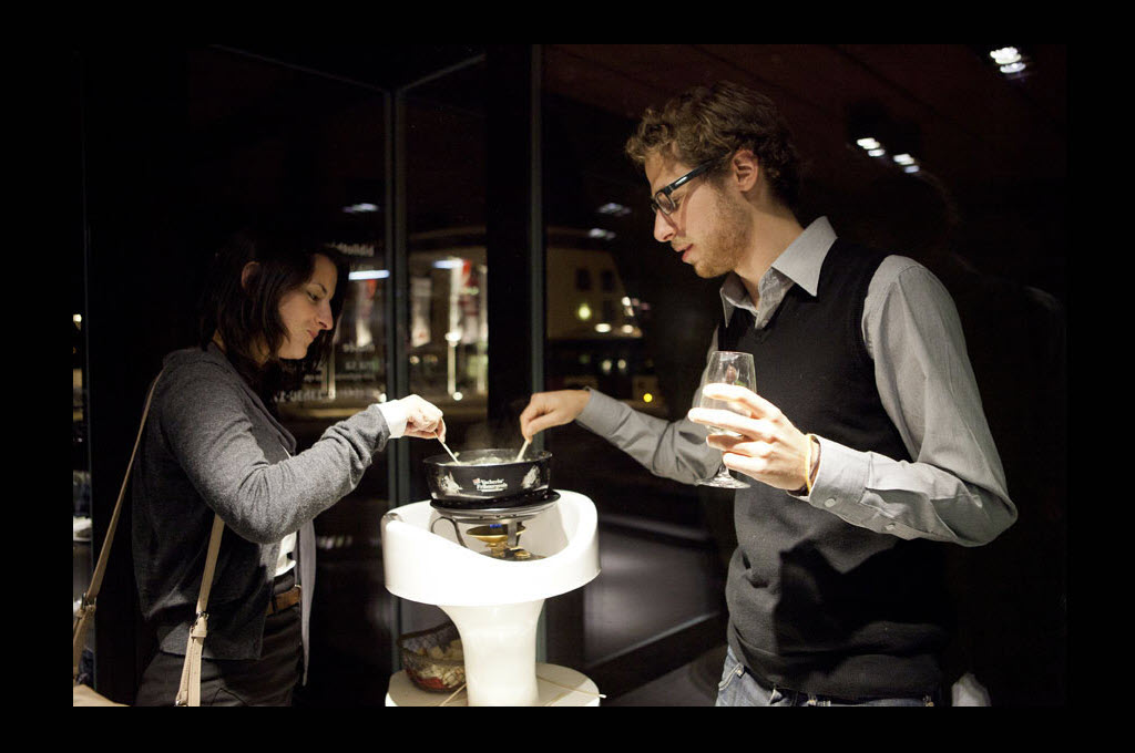 Fondue-Cocktail, Bulle le 3 février 2012 © Nicolas Repond/Musée gruérien
