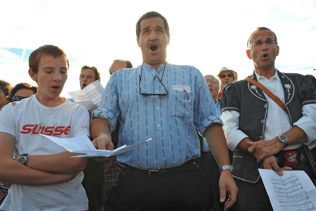 Lors du record de la plus grande chorale chantant 