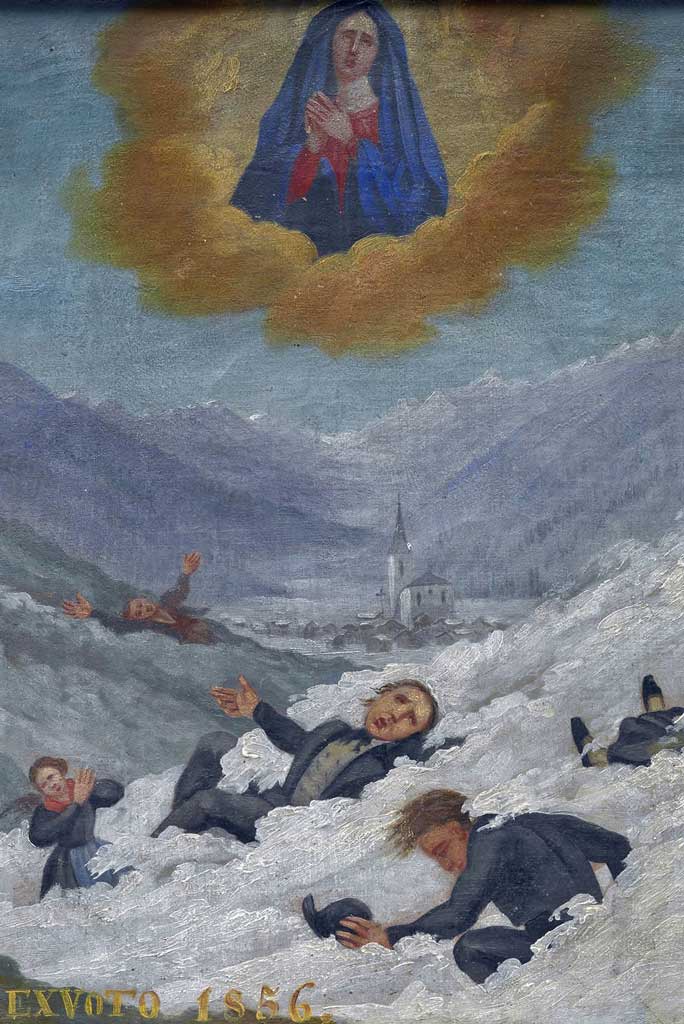 Wilhelm Ritz: quadro votivo della cappella di Sant’Anna Auf der Furen, Kippel, olio su tela, 1856 © Lötschentaler Museum, Kippel