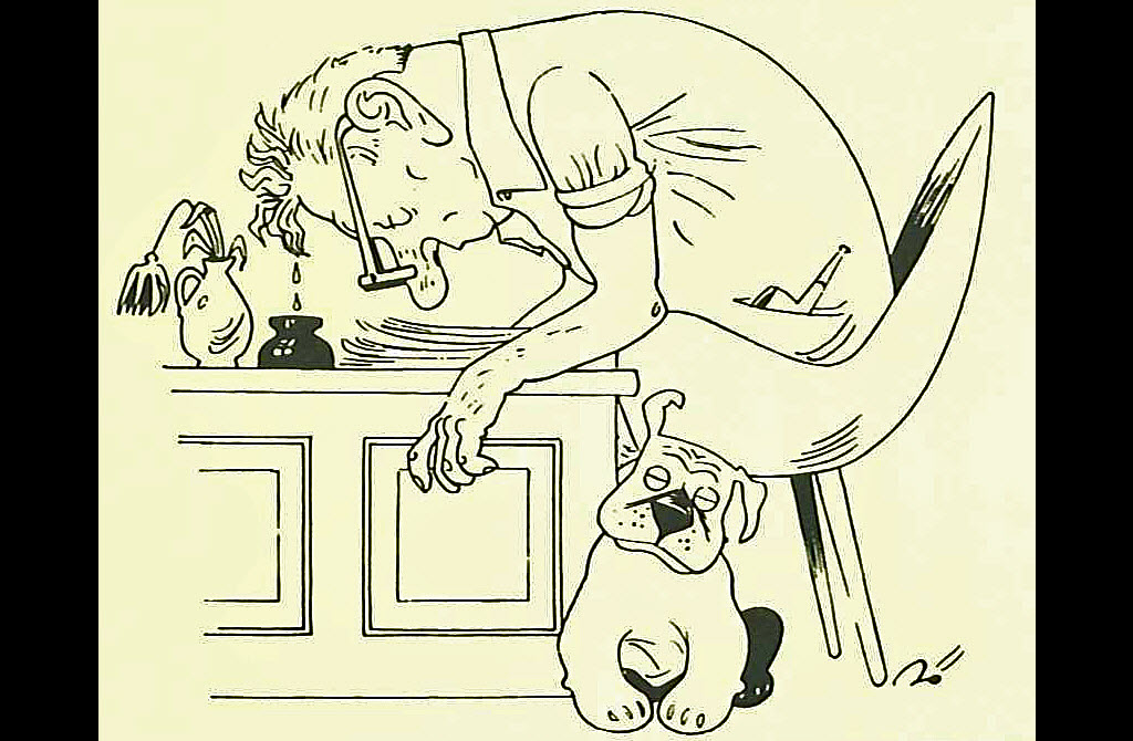 «Bö am Arbeiten» (autocaricatura di Carl Böckli) © Archiv Gemeinde Heiden