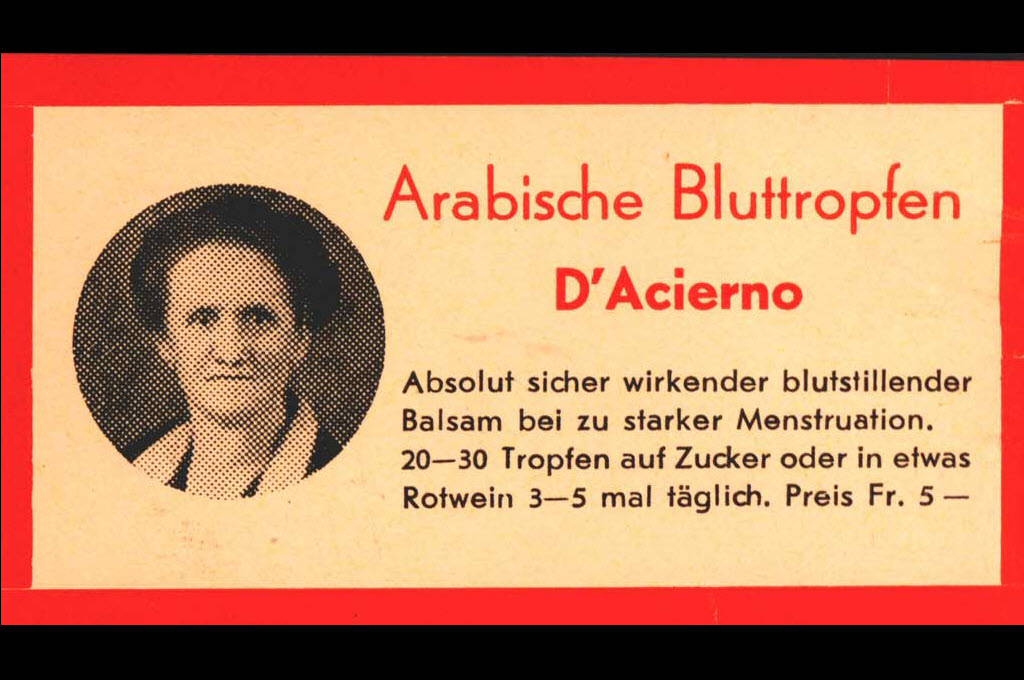 Etichetta adesiva per un preparato farmaceutico speciale della guaritrice Petronella D’Acierno (1877-1962) © StAAR