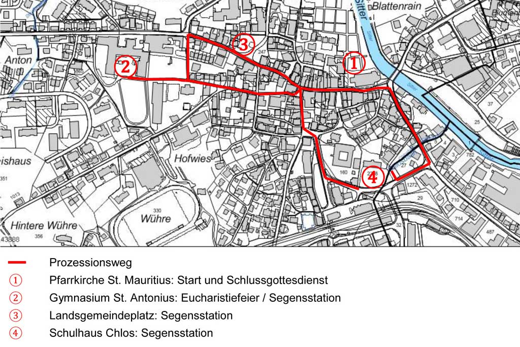 L’itinerario lungo cui si snoda la processione © Museum Appenzell