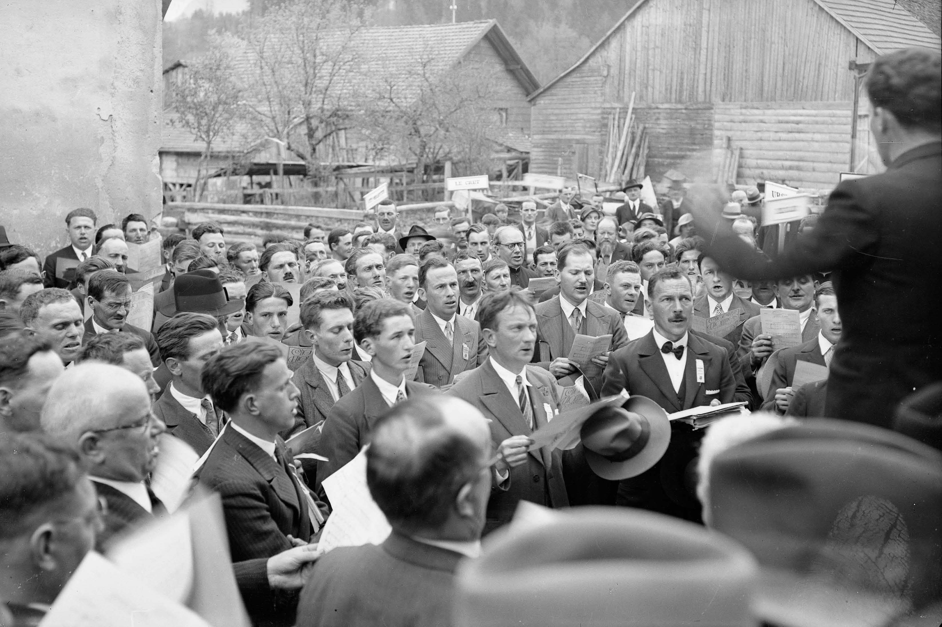 Scuntrada dals chors cecilians a Remaufens, 30 d'avrigl 1934 © Glasson/Musée gruérien, Bulle