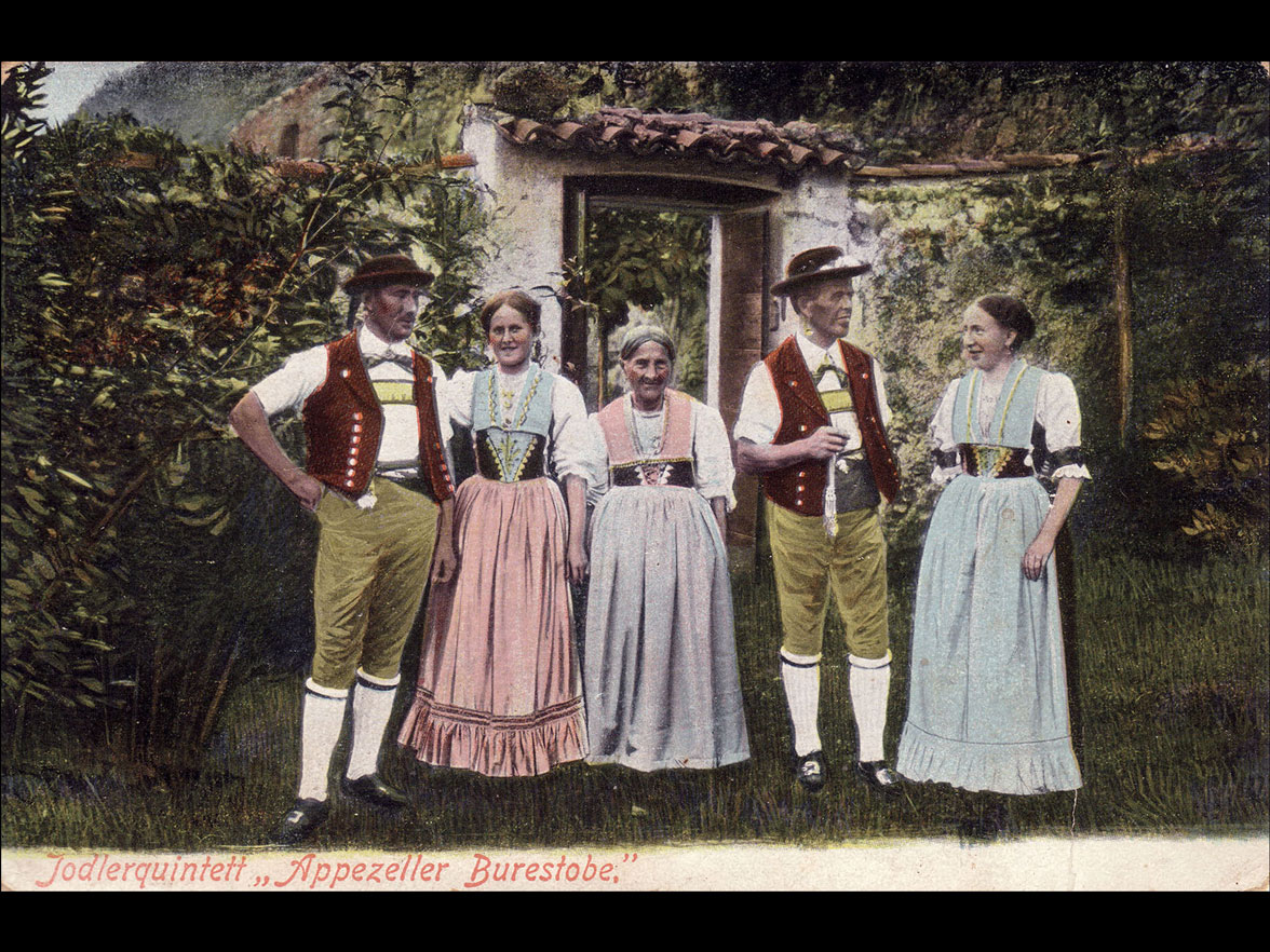 Quintet da jodladras e jodladers «Burestobe», regurdanza al viadi en il Tessin 1903 © ROOTHUUS GONTEN