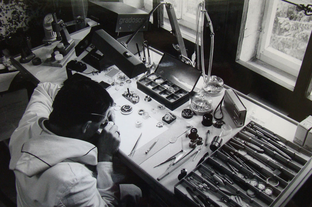 Fabricaziun d'uras da luxus, Le Brassus (VD) © Jean-Claude Curchod, 1986/Archives cantonales vaudoises, Fonds Edipresse