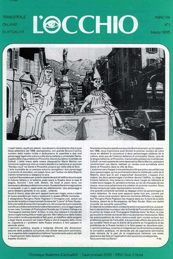 L'Occhio, la revista dals talians a Sion nr. 1, mars 1993