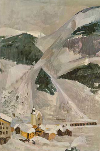 Lavinas, maletg da paraid per la scola dad Albert Chavaz, enturn l'onn 1940 © Geschichtsmuseum Wallis, Sitten